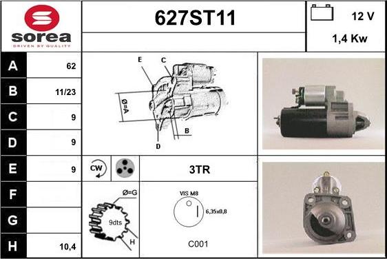 STARTCAR 627ST11 - Starteris adetalas.lv