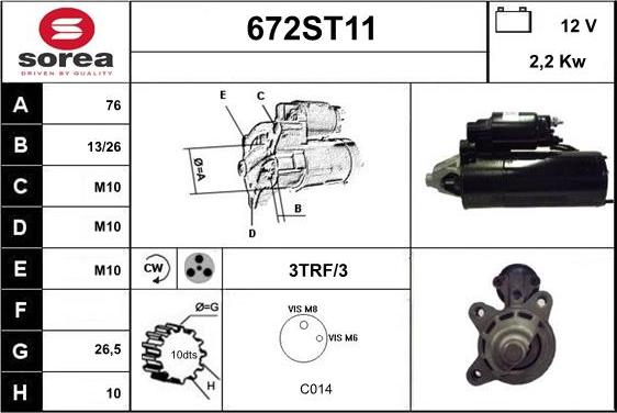 STARTCAR 672ST11 - Starteris adetalas.lv