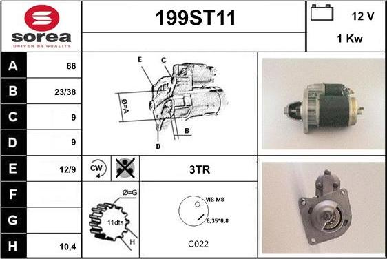 STARTCAR 199ST11 - Starteris adetalas.lv