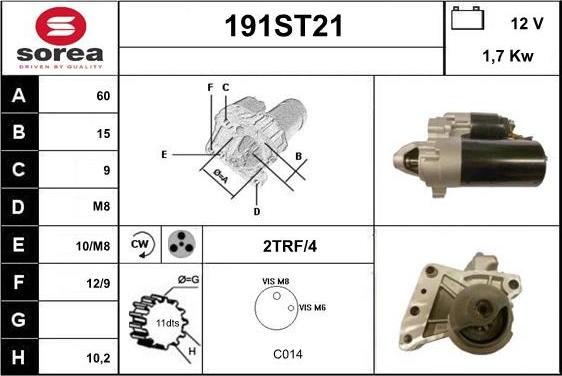 STARTCAR 191ST21 - Starteris adetalas.lv