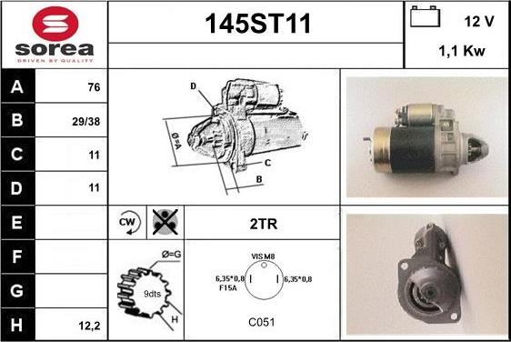 STARTCAR 145ST11 - Starteris adetalas.lv