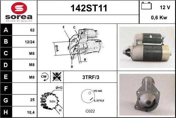 STARTCAR 142ST11 - Starteris adetalas.lv