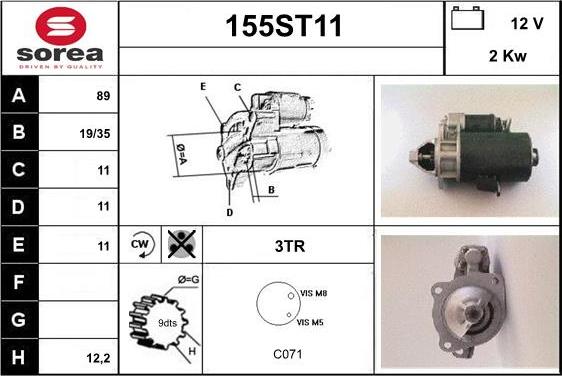 STARTCAR 155ST11 - Starteris adetalas.lv