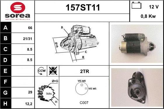 STARTCAR 157ST11 - Starteris adetalas.lv