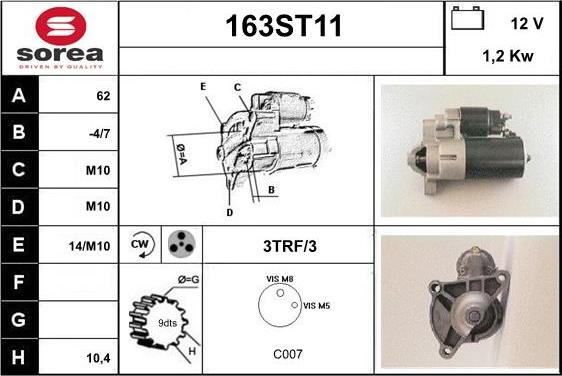 STARTCAR 163ST11 - Starteris adetalas.lv