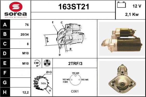 STARTCAR 163ST21 - Starteris adetalas.lv