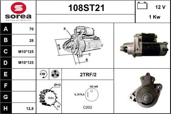 STARTCAR 108ST21 - Starteris adetalas.lv