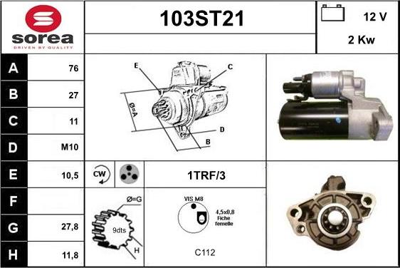 STARTCAR 103ST21 - Starteris adetalas.lv