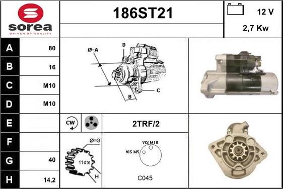 STARTCAR 186ST21 - Starteris adetalas.lv