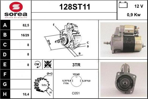 STARTCAR 128ST11 - Starteris adetalas.lv