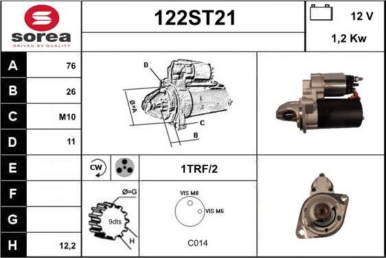 STARTCAR 122ST21 - Starteris adetalas.lv