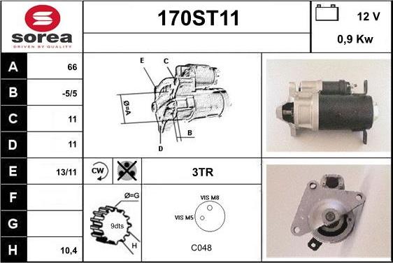 STARTCAR 170ST11 - Starteris adetalas.lv