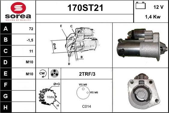 STARTCAR 170ST21 - Starteris adetalas.lv