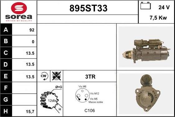 STARTCAR 895ST33 - Starteris adetalas.lv