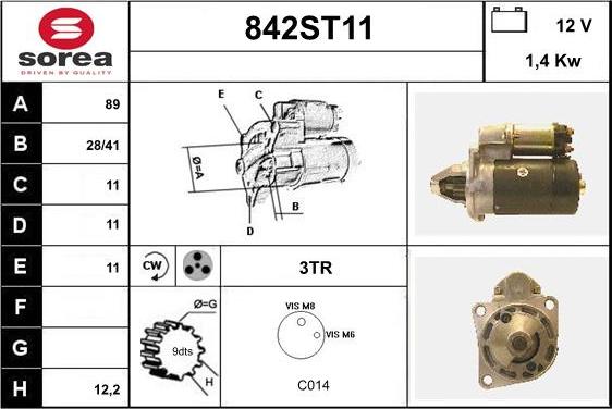 STARTCAR 842ST11 - Starteris adetalas.lv