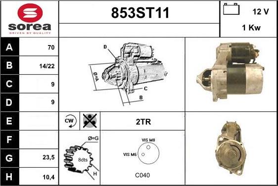 STARTCAR 853ST11 - Starteris adetalas.lv