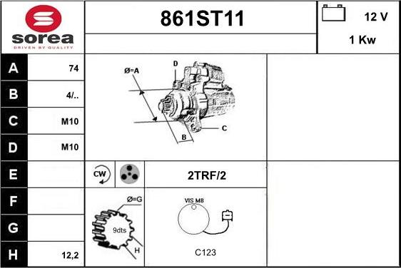 STARTCAR 861ST11 - Starteris adetalas.lv