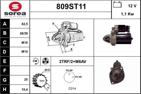 STARTCAR 809ST11 - Starteris adetalas.lv