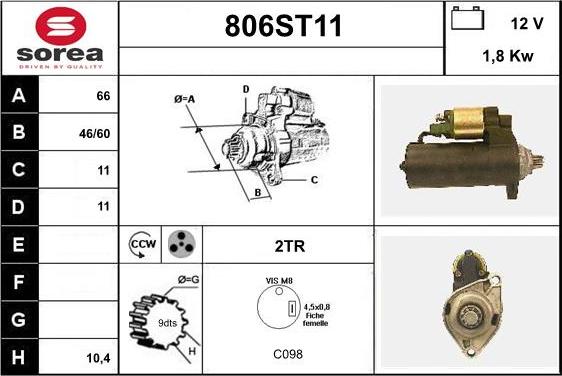 STARTCAR 806ST11 - Starteris adetalas.lv