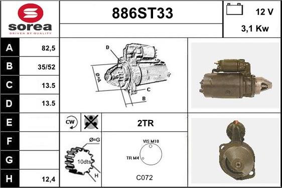 STARTCAR 886ST33 - Starteris adetalas.lv