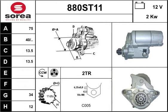 STARTCAR 880ST11 - Starteris adetalas.lv