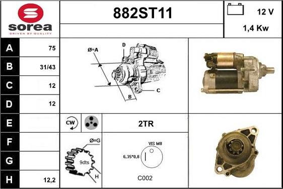 STARTCAR 882ST11 - Starteris adetalas.lv