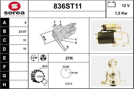 STARTCAR 836ST11 - Starteris adetalas.lv