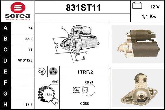 STARTCAR 831ST11 - Starteris adetalas.lv