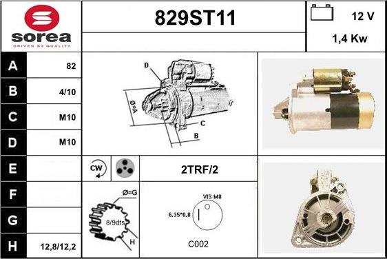 STARTCAR 829ST11 - Starteris adetalas.lv