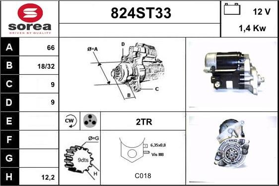 STARTCAR 824ST33 - Starteris adetalas.lv