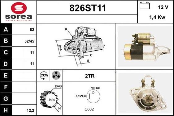 STARTCAR 826ST11 - Starteris adetalas.lv