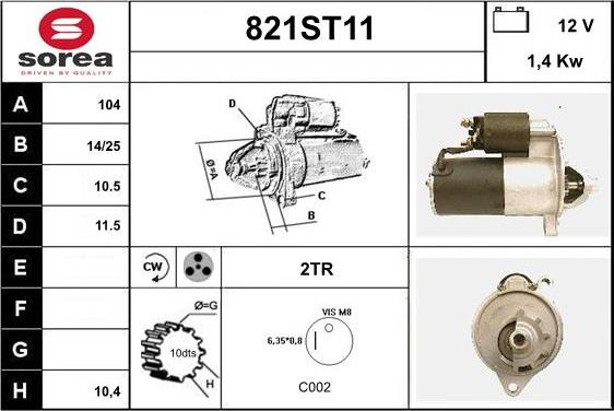 STARTCAR 821ST11 - Starteris adetalas.lv