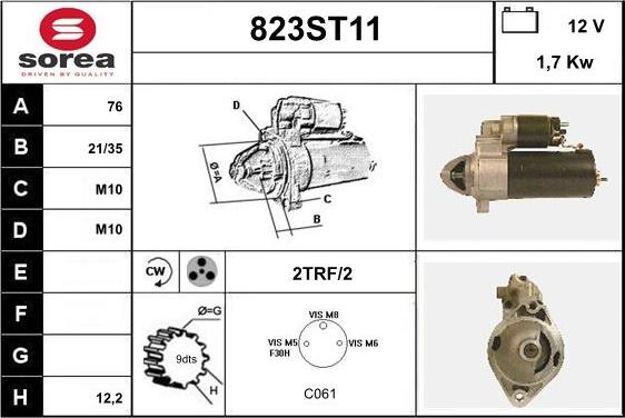 STARTCAR 823ST11 - Starteris adetalas.lv