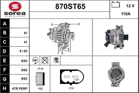 STARTCAR 870ST65 - Ģenerators adetalas.lv