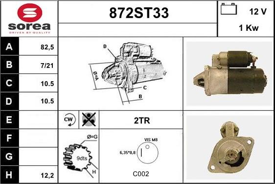 STARTCAR 872ST33 - Starteris adetalas.lv