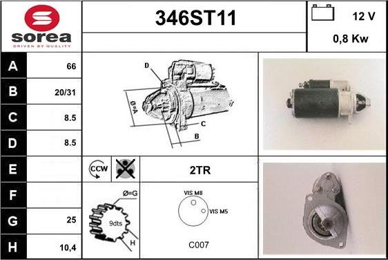 STARTCAR 346ST11 - Starteris adetalas.lv