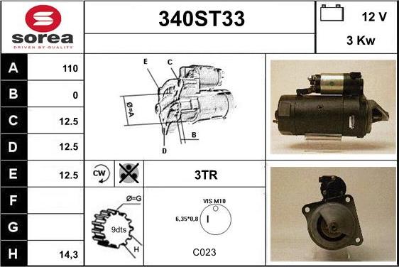 STARTCAR 340ST33 - Starteris adetalas.lv