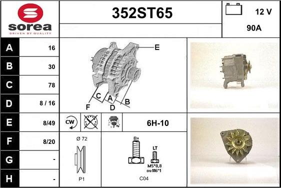 STARTCAR 352ST65 - Ģenerators adetalas.lv