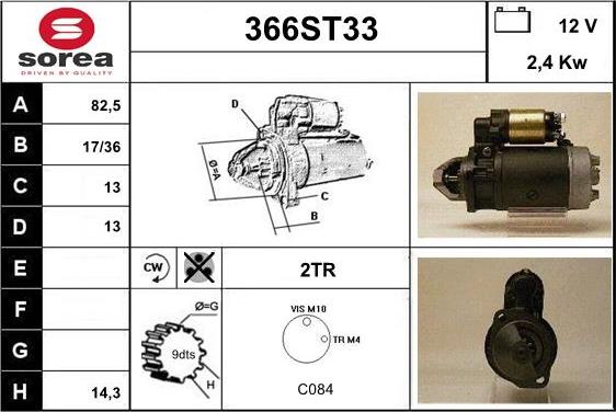 STARTCAR 366ST33 - Starteris adetalas.lv