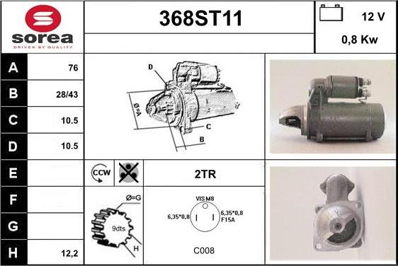 STARTCAR 368ST11 - Starteris adetalas.lv