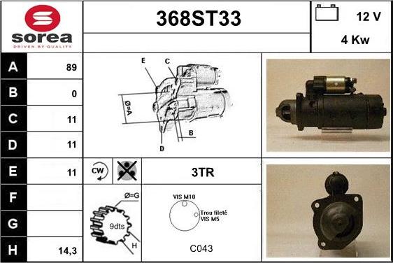 STARTCAR 368ST33 - Starteris adetalas.lv