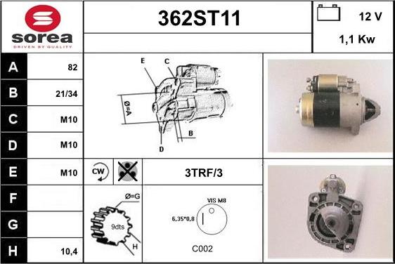 STARTCAR 362ST11 - Starteris adetalas.lv