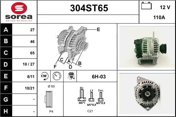 STARTCAR 304ST65 - Ģenerators adetalas.lv