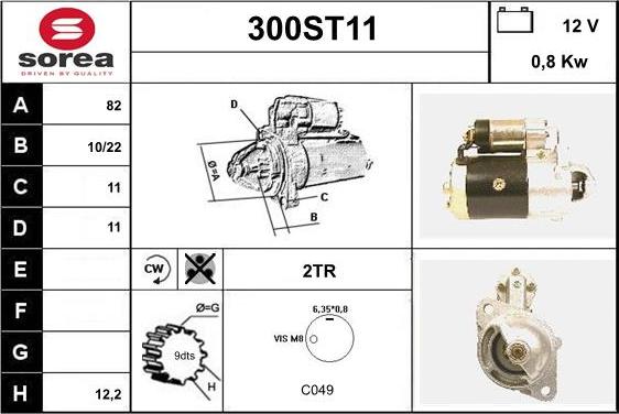 STARTCAR 300ST11 - Starteris adetalas.lv