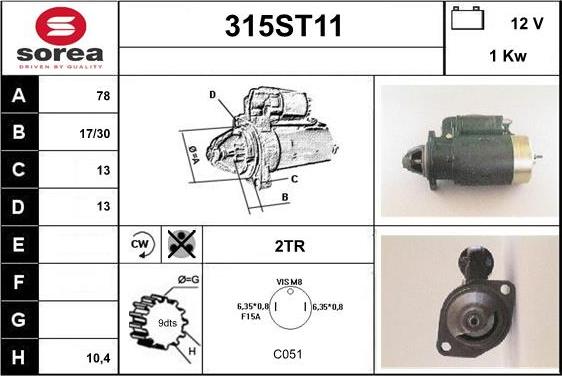 STARTCAR 315ST11 - Starteris adetalas.lv