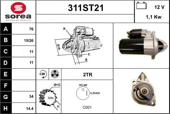 STARTCAR 311ST21 - Starteris adetalas.lv