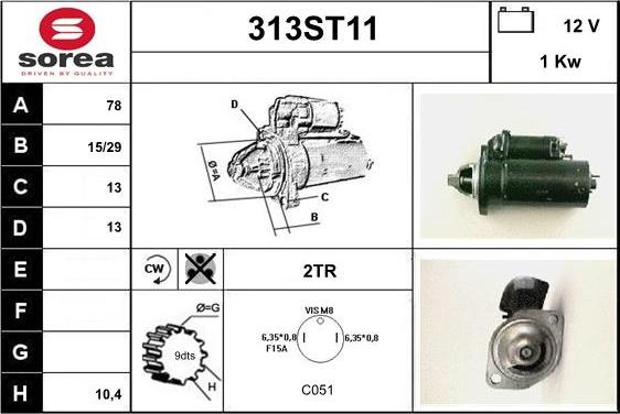 STARTCAR 313ST11 - Starteris adetalas.lv