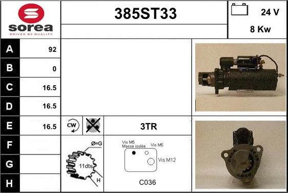 STARTCAR 385ST33 - Starteris adetalas.lv