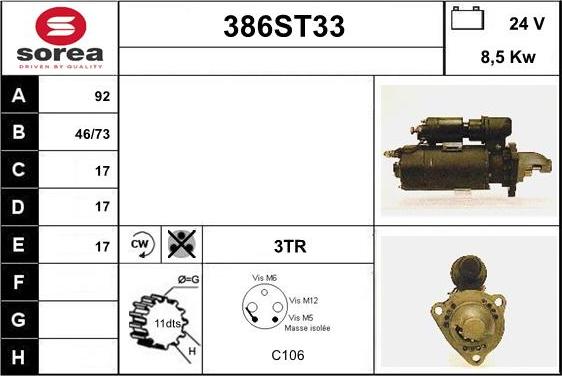 STARTCAR 386ST33 - Starteris adetalas.lv