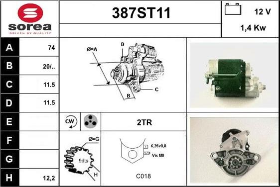 STARTCAR 387ST11 - Starteris adetalas.lv